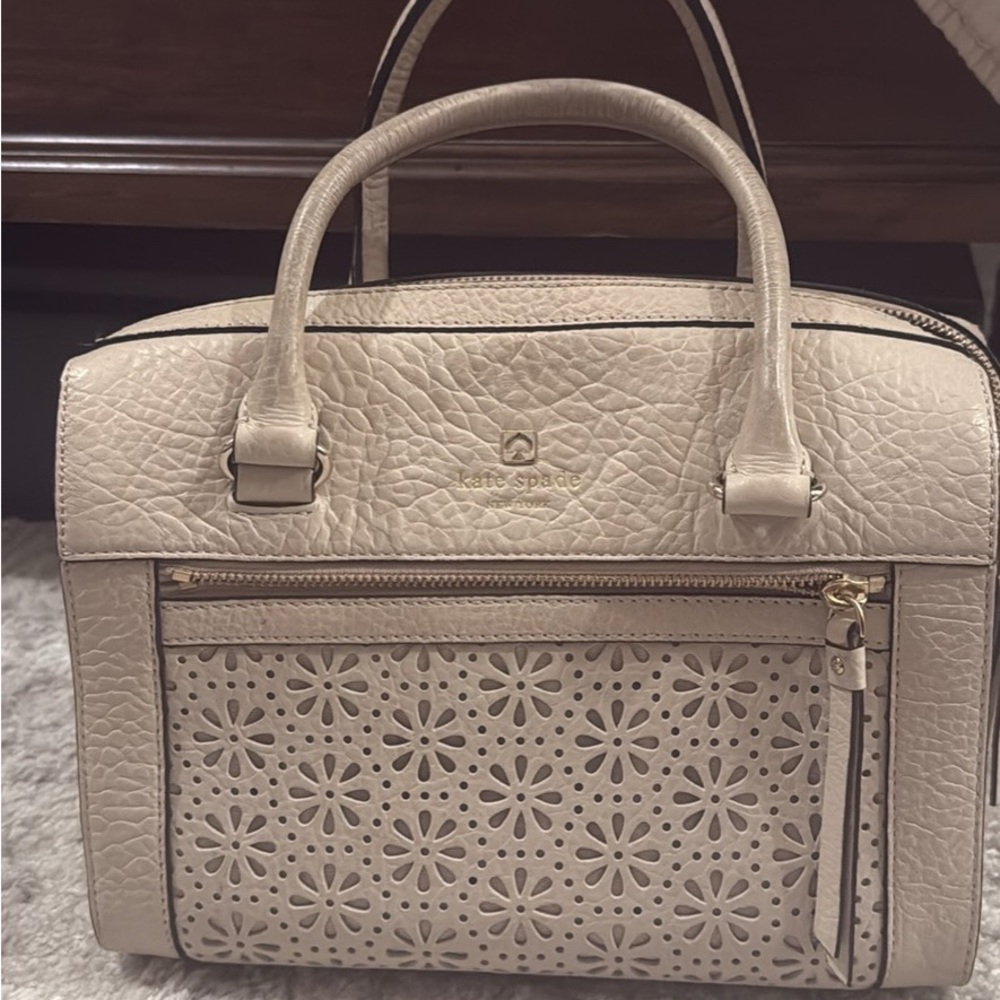 Kate Spade Cream Floral Cutout Satchel
